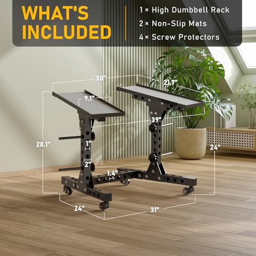 Eisenlink Adjustable Dumbbell Rack & Weight Rack, Holds 440lb, Low/High | Space Saving Design for Home Gym Organization - color: HIGH RACK