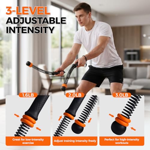 Slim Panda Weighted Ropeless Battle Ropes, 1.6-3lbs Adjustable Resistance Cordless Battle Ropes with Storage Bag & Poster, Portable Home Gym Workout Ropes for HIIT & Strength Training - color: Black