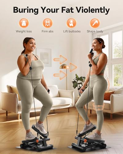 Niceday Steppers for Exercise, Stair Stepper with Resistance Bands, Mini Stepper with 300LBS Loading Capacity, Hydraulic Fitness Stepper with LCD Monitor