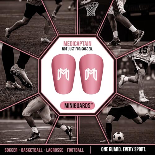 MediCaptain MiniGuards - Mini Shin Guards for Soccer Players - Tiny Shin Pads for Men, Women, Teens - Miniature Shin Guards 3.9 x 2.4 inch - Perfect for High Level Soccer Athletes - color: Pink