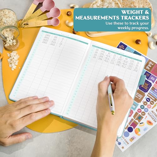 Legend Wellness Planner & Food Journal – Daily Diet & Health Journal with Weight Loss, Measurement & Exercise Trackers – Lifestyle & Nutrition Diary – Lasts 6 Months, A5 size – Turquoise - color: Turquoise Gold Foil, size: A5 (5.8” x 8.3”)