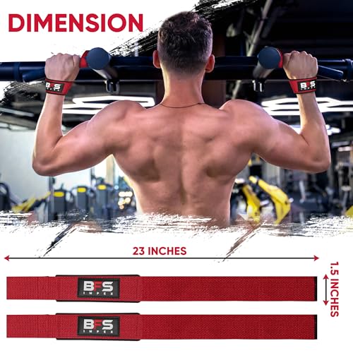 Lifting Straps for Weightlifting, Weightlifting Cotton Straps with Neoprene Padding for Men women Gym Wrist Straps for Bodybuilding powerlifting, Strength Training and Deadlifting - color: RED