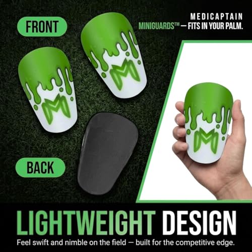 MediCaptain MiniGuards - Mini Shin Guards for Soccer Players - Tiny Shin Pads for Men, Women, Teens - Miniature Shin Guards 3.9 x 2.4 inch - Perfect for High Level Soccer Athletes - color: Slime