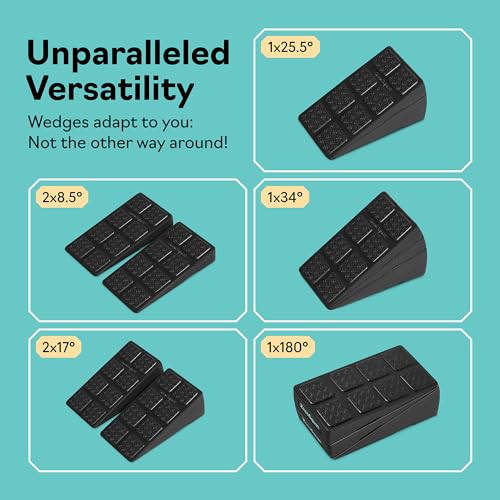Squat Wedge Block Set of 3/5 - 960 LBS Capacity - Slant Board for Calf Stretching with 5 Stackable Angles - Calf Stretcher Slant Board - Workout Equipment - EPP Material for Exercise Equipment & Physical Therapy - color: Black&Pink