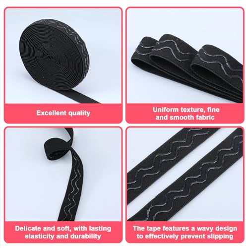 5 Yard Silicone Gripper Elastic Band Non-Slip Sewing Elastic Band Ribbon Wave Silicone Elastics Gripper Bands Tape Elastics Straps Belt Waistband for Clothing Garment Sewing Wig Making Accessorie 20mm