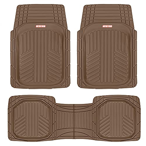 Motor Trend FlexToughXL DeepDish Floor Mats for Cars, Full Set All-Weather Rubber Automotive Floor Mats Waterproof Heavy Duty Car Mats Flexible Floor Liners for Car Truck Van SUV Car Floor Mat (Brown) - color: Brown, style: FlexToughXL