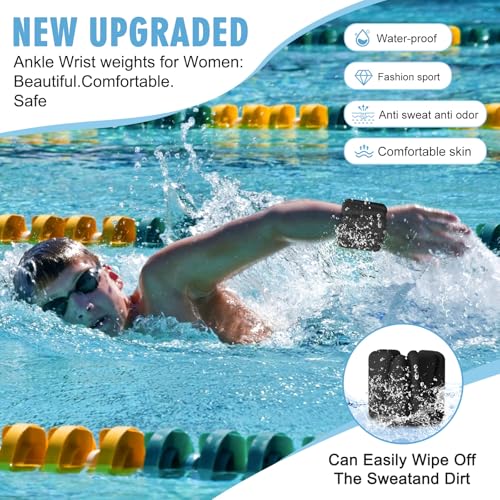 Wrist Weights, Adjustable Wrist Ankle Weights for Women, Wearable Arm & Leg Weights Set of 2(1 lb Each), Weighted Bangles for Walking, Yoga, Dance, Barre, Gym - color: Black