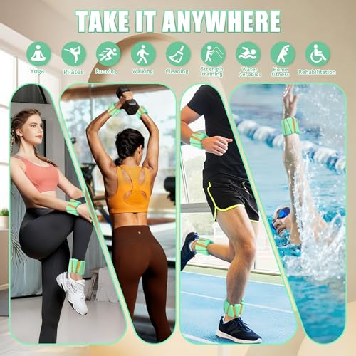 BECOJADDE Ankle Weights for Women Wrist Weights Set of 2 (1 lb/2 lb Each) Adjustable Arm Leg Weight for Womens Men Suitable for Walking Swimming Running Pilates Yoga Gym - color: Green Orange, size: 2lb Pair (1lb Each)