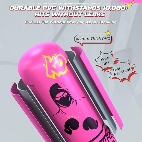 ODOSOLA 67'' Inflatable Punching Bag Freestanding for Kids Aged 3-12 – Heavy Duty Boxing Set for Karate & Taekwondo, Stable Boxing Bag Active Kids Toy, Christmas Birthday Gift for Boys and Girls - color: Pink