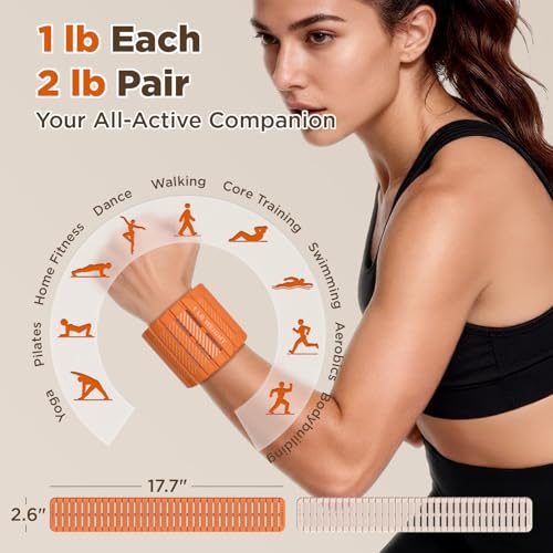 Magnetic Ankle Weights for Women Men Set of 2 (1 lb Each) Adjustable Wrist Weights for Pilates, Yoga, Workout and Daily Training - color: Orange & Starlight