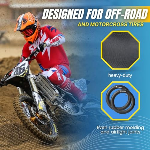 (2-Pack) 110/100-18 (4.50 x 18) Heavy-Duty Motorcycle Inner Tubes - 3mm Thick Butyl Rubber Inner Tubes - TR4 Valve Stems - Designed for Off-Road and Motocross Tires - size: 110/100-18 (4.50 x 18)