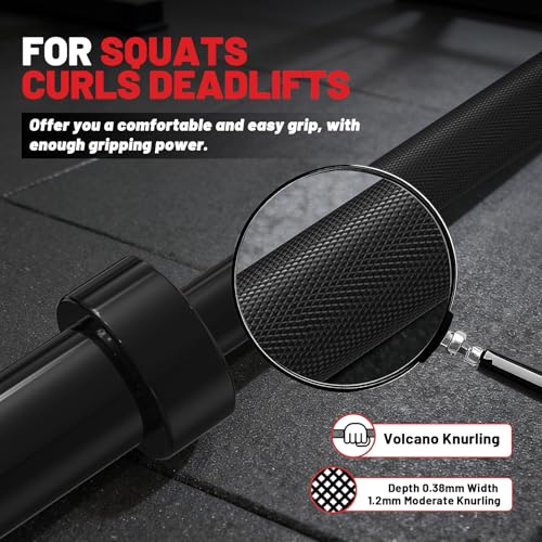 PAPABABE Olympic Barbell, 4ft/5ft/6ft/6.5ft Straight Barbell Womens Olympic Barbell for Strength Training and Technique Adjusting, 2 inch Olympic Bar with Moderate Knurling For Bench Press, Squats Curls Deadlifts Weightlifting - color: 6ft Technique Bar B