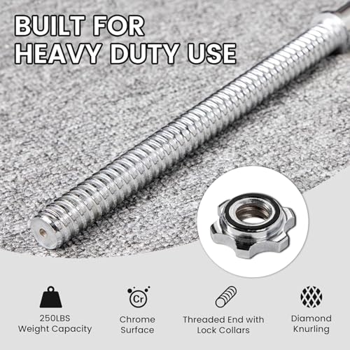 Signature Fitness 1-Inch Diameter Threaded Chrome Barbell with Lock Collars, 72-Inch - color: Chrome