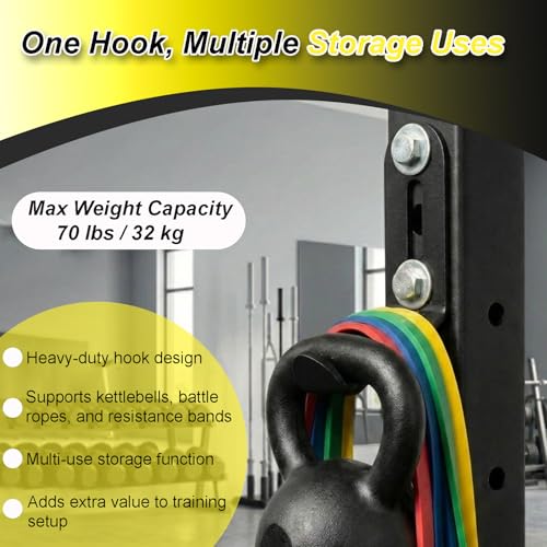 J Bryant Kettlebell Rack Storage Attachment, Heavy Duty Steel Kettlebell Holder for Power Cage & Squat Rack - color: Black Single Kettlebell Holder