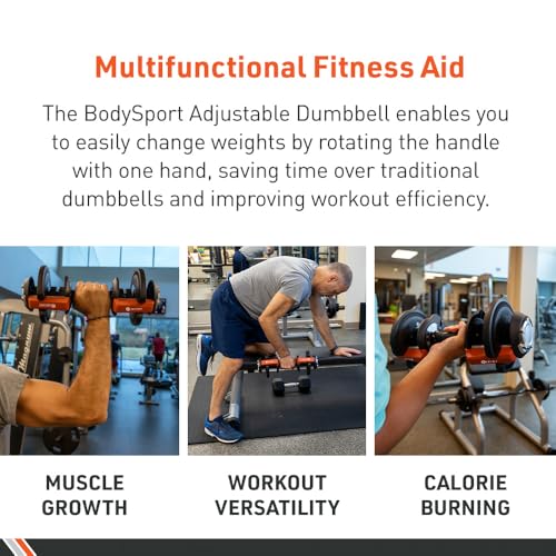 BodySport 40 Pound Adjustable Dumbbells – Includes 12 Free Weights, Ranging from 3 to 40 Pounds, Ideal for Home Gym Workouts and Weight Training - style: 40LB - SINGLE