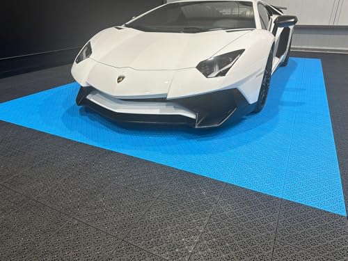TRAX FLOOR Elegante Garage and Sport Court Tiles, 12" Interlocking Grid, 50-Pack, Covers 50 sq ft, Slip-Resistant, Self-Draining Polypropylene Modular Flooring (Orange) - color: Orange