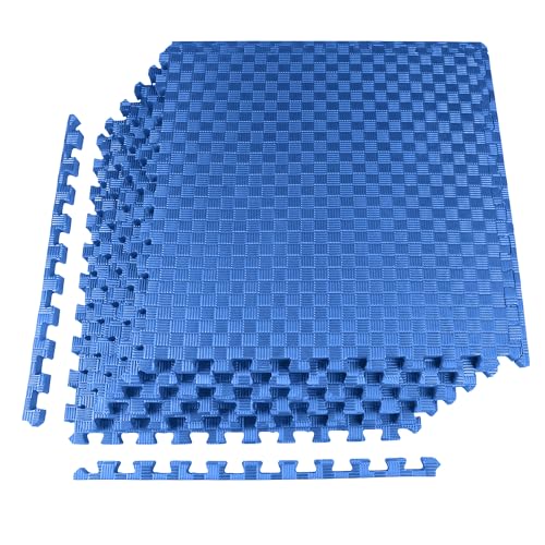 Elevon Puzzle Exercise Gym Flooring Mat, EVA Interlocking Foam Tiles Workout Mat for Home Gym, Fitness Equipment, MMA, Gymnastics, Shock-Absorbing Exercise Mat, Multi-Color - color: Blue, style: 1"Th, 6 Tiles (24 Sq Ft)