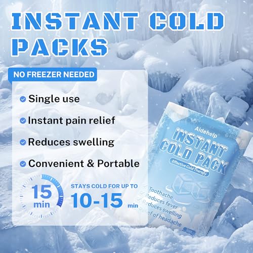 25 Pack Instant Cold Packs (4.3" x 5.9") - Disposable Ice Packs for Injuries | Cold Compress Ice Pack for Pain Relief, Swelling, Inflammation, Sprains, Toothache - Cold Pack for Athletes - size: 25 PACK