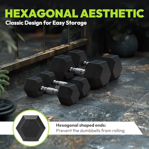 Hex Dumbbell Sets, 90-640 lb Rubber Encased Exercise & Fitness Dumbbells Set, Hand Weight for Strength Training, Weight Dumbbells - size: 200 lb Set (Pair of 10, 15, 20, 25, 30 lb)