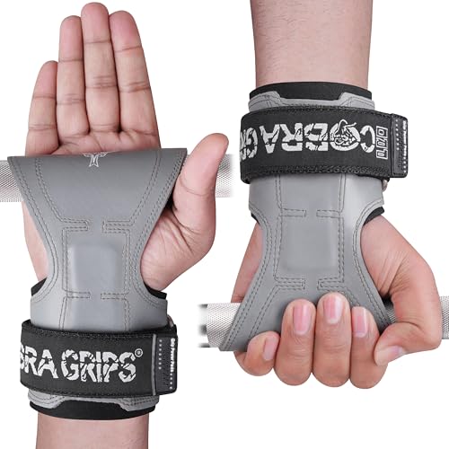 Cobra Grips Weight Lifting Gloves with Adjustable Neoprene Padded Wrist Wraps - Heavy Duty Alternative to Power Lifting Hooks for Deadlifts - color: FIT Gray Rubber, size: 4.25 - 7.0"