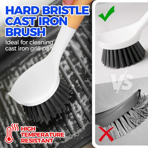 Holikme 6 Pack Dish Brush Scouring Pad Set with Bottle Brush, Dish Brush, Palm Scrub Brush and Straw Brush, Dish Scrubber Long Handle for Dish Bottle Cup Skillet Wok Pot Pan Cast Iron, Dark Gray - color: Dark Gray