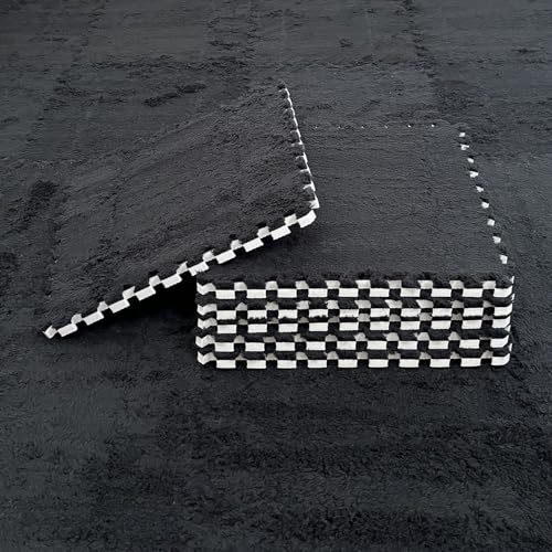 Thickened Soft Plush Foam Interlocking Floor Carpet Mat, 24 Pcs 12x12x0.4 Inch Fluffy Square Puzzle Foam Carpet Tiles with Edgings(Color:Black) - color: Black