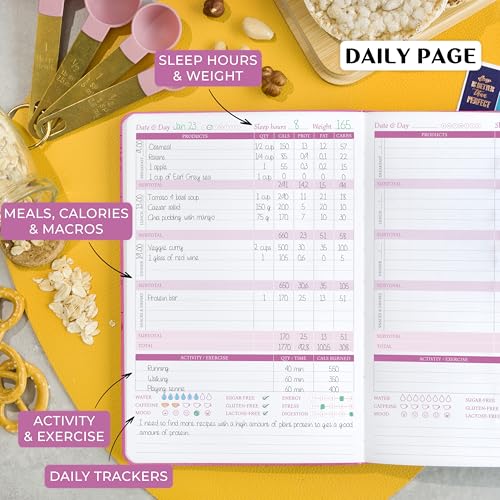 Legend Wellness Planner & Food Journal – Daily Diet & Health Journal with Weight Loss, Measurement & Exercise Trackers – Lifestyle & Nutrition Diary – Lasts 6 Months, A5 size – Hot Pink - color: Hot Pink Gold Foil, size: A5 (5.8” x 8.3”)