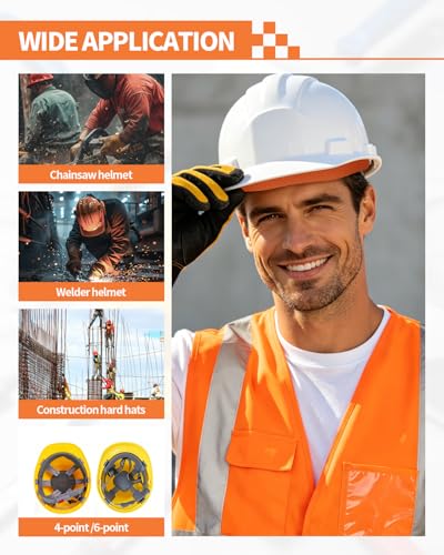 6 PCS Hard Hat Liner, Hard Hat Sweatband, Washable Hardhat Sweatband, Reusable Flame Retardant Cotton Hard Hats Sweat for Chainsaw Helmet, Hard Hats Liner Replacement, Welding Helmet - color: 2 PCS