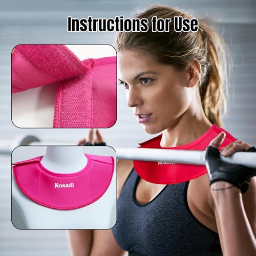 Barbell Pad Squat Bar Pad for Neck and Collarbone – Padded Weightlifting Neck Guard for Squats & Lunges – Adjustable Fit with Velcro – Injury Protection – Compact, Washable - color: Red, size: Medium