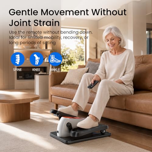 Under Desk Elliptical Machine, Mini Ellipse Leg Exerciser as Seen on TV, Portable Quiet Electric Seated Pedal Exerciser While Sitting for Seniors, 12 Speeds, Manual & Auto Mode for Home & Office
