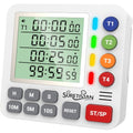 Digital Kitchen Timer with 4 Channel, Loud Alarm and Silent Mode | Magnetic Cooking Timer with Count Up & Countdown for Kids and Seniors, Large Display to Read, Auto Memory, Battery Included - color: White