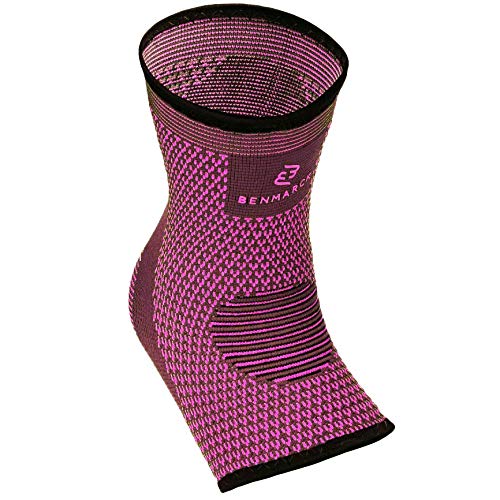 Benmarck Achilles Tendon Support Brace, Plantar Fasciitis Sock, Ankle Compression Sleeve For Running, Tendonitis and Flat Feet Relief - color: Fuchsia Purple