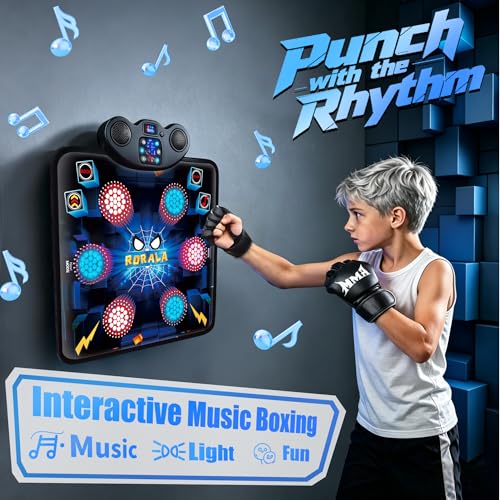 RORALA Music Boxing Machine for Adults & Kids - Smart Punching Machine with Boxing Gloves, Wall Boxing Punching Pad for Home, Office, Gym