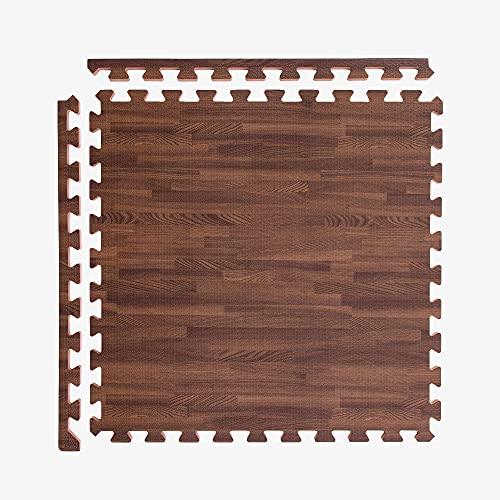 IncStores Premium Soft Wood Print Foam Flooring Tiles | Interlocking Foam Tiles for Home, Gym, Training and Yoga | 3/8 and 5/8 Inch - color: 5/8" - Dark Oak, size: 64 Sq Ft