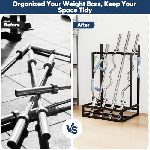 Weight Bar Rack, Can Hold Multiple Weighted Barbells | Workout bar holder for full body workout, 22.8"W x 18.1"D x 35.4"H