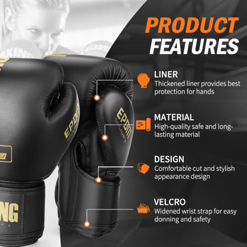 Boxing Gloves for Men&Women,Training,MMA,Sparring,Muay Thai,8oz-16oz - color: Gold, size: 10oz