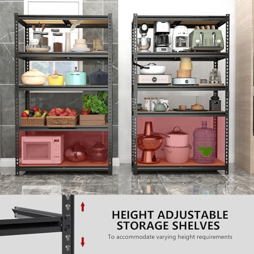 Heavy Duty Garage Shelving,5-Tier Garage Storage Shelves,2400LBS Storage Shelves Heavy Duty,Adjustable 5 Tier Shelving Unit,Heavy Duty Shelving for Garage Storage Warehouse,28''×12''×60'' - size: 60" H x 28" W x 12" D