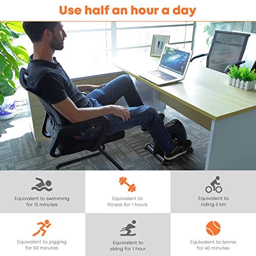 Mini Exercise Bike, AGM Under Desk Bike Pedal Exerciser Foot Cycle Arm & Leg Pedal Exerciser with LCD Screen Displays - color: Black