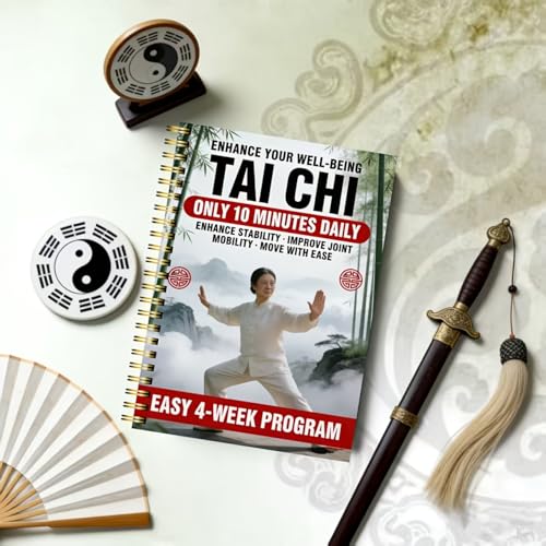 4-Week Tai Chi Balance Planner for Seniors – 10-Minute Daily Routine Log, Mobility & Stability Tracker, Easy-to-Follow Spiral-Bound Fitness Journal