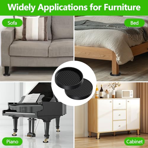 Non Slip Furniture Pads- 3"x3" Round Anti Skid Caster Cups Furniture Coasters, Anti-Sliding Grippers Floor Protectors for Furniture Bed, Couch, Chair Leg, Black(Set of 8) - size: 3" 8pcs Black