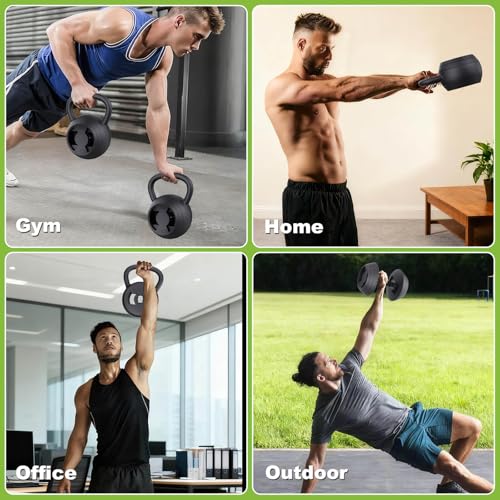 Hezeyferg 2-in-1 Adjustable Kettlebell for Home Gym Strength Training | 15-45 LB Kettlebells Weight Set, 4.8-30 LB Dumbbell Weights, with Wide Grip, for Men/Women Full Body Exercise - color: Black