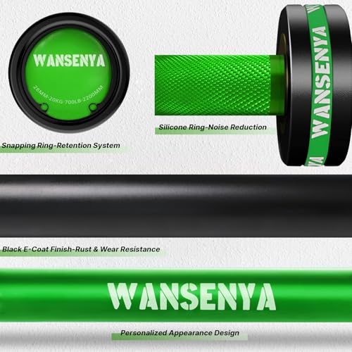 7FT Olympic Barbell 45lb,28MM 2 Inch Olympic Bar for No. 45 Steel,Olympic Weight Bars for Lifting,CrossFit,Bench Press,Deadlift,Squats,Strength Training bars - color: DarkGreen-700LBS
