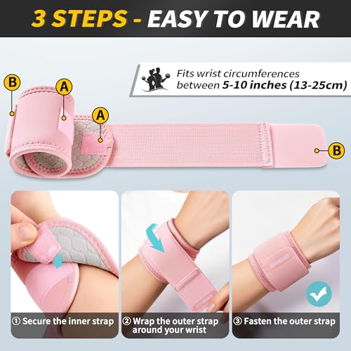 CAMBIVO 2 Pack Wrist Brace for Carpal Tunnel with wraps, Pink | Wrist Support, Adjustable Wrist Wraps for Weightlifting, Tendonitis, Pain Relief, Sleeping, Night, Gym, Neoprene, Both Hands - color: Pink