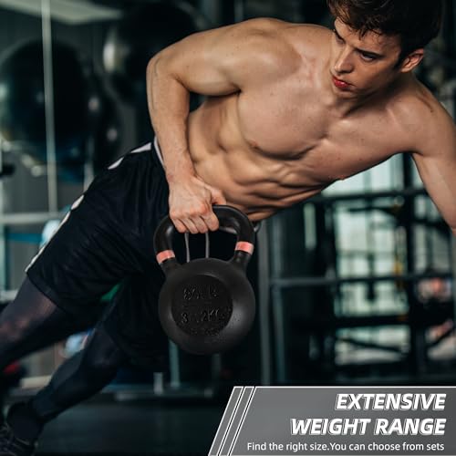 Elevon Cast Iron Kettlebell Weights for Home Gym, Heavy Duty Strength Training, Workout Equipment for HIIT, Functional Fitness