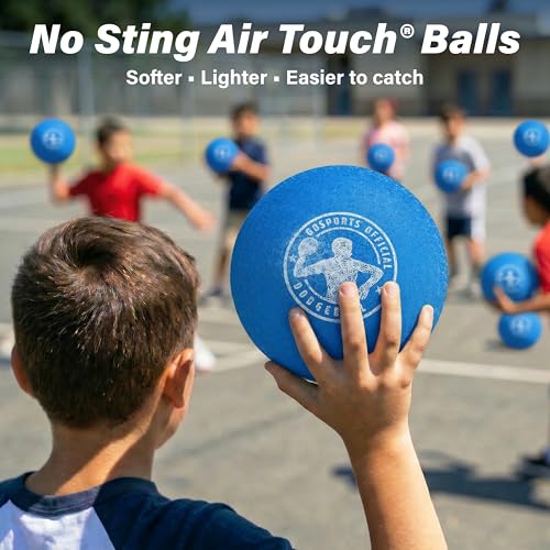 GoSports Inflatable Dodgeballs - Choose 5 Inch or 7 Inch No Sting Balls - Set of 6 Includes Ball Pump & Mesh Bag - color: 7" Balls 6 Pack - Blue
