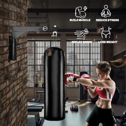 Heavy Duty Punching Bag Hanger, Wall Mounted Punching Bag Hanger, Adjustable Length and Height Heavy-Duty Punching Bag Bracket, Suitable for Home Gym - style: Length and Height Adjustable
