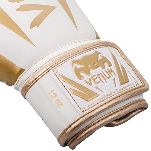Venum Elite Boxing Gloves - color: White/Gold, size: 10-Ounce