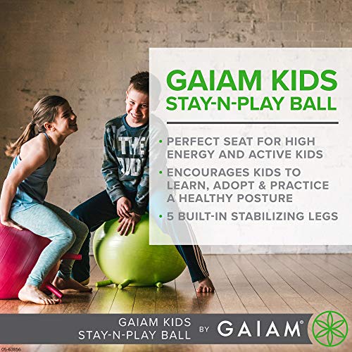 Gaiam Kids Stay-N-Play Children's Balance Ball - Flexible School Chair Active Classroom Desk Alternative Seating Built-In Stay-Put Soft Stability Legs, Includes Air Pump - color: Grey, size: 45cm