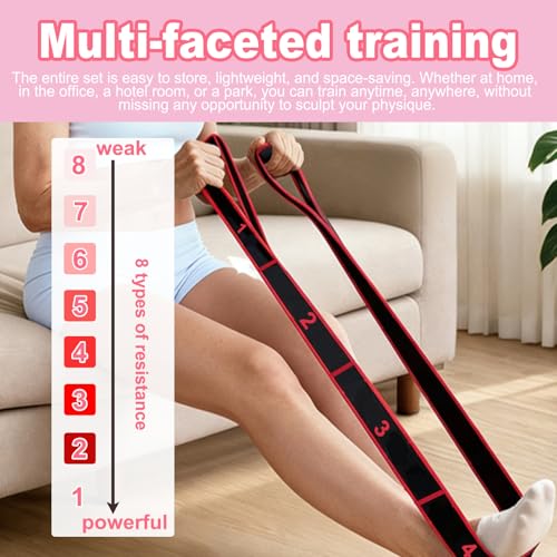 5 Pack Fitness Resistance Bands, Numbered Resistance Bands for Glutes, 8-Section Elastic Training Bands for Yoga, Stretching, Pilates, Fitness