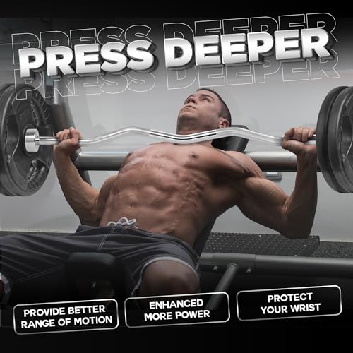 Yes4All Standard Straight Barbell 60" & EZ Curl Bar 47", Capacity 200 to 480 LB, Weight Bar 1" to 2" Diameter - Star Lock Collars, Rubber Ring, Barbell Spins Included for Deadlifts & Squats - color: E: Olympic Curl Bar 2" - 200LB, style: C. Olympic Curl B